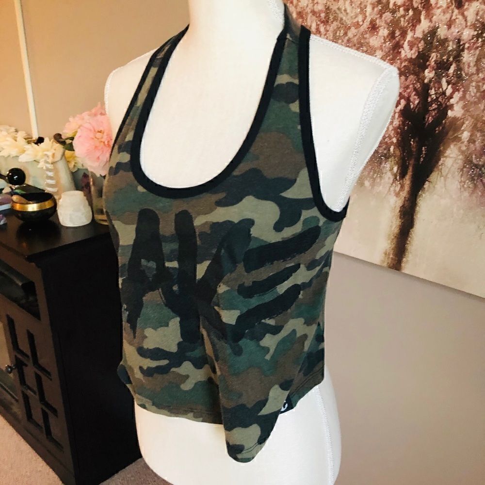 Flag nor fail Camo cake crop top retired rare workout gear tank top camouflage